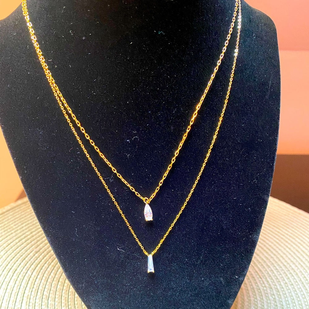 Delicate Tiered Cubic Zirconia Pendant Necklace